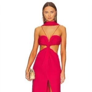 cult gaia Strapless Cutout Fuchsia Maxi Dress